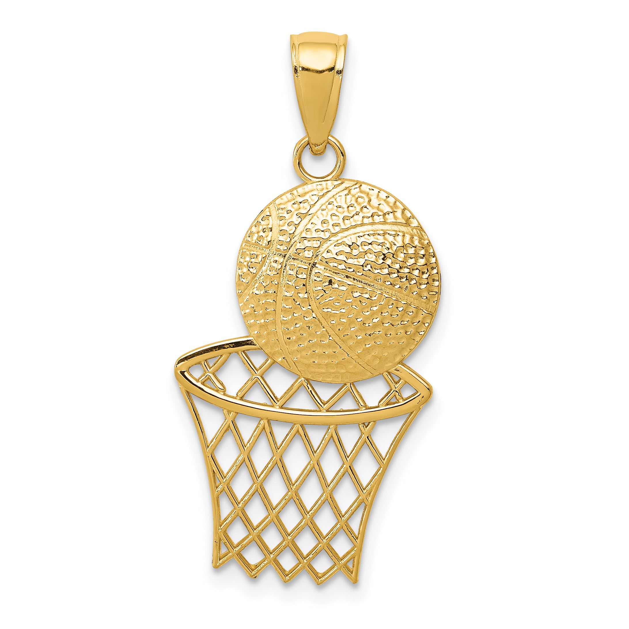 10K Basketball and Net Pendant