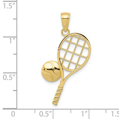 10k Diamond-Cut Tennis Racquet Charm