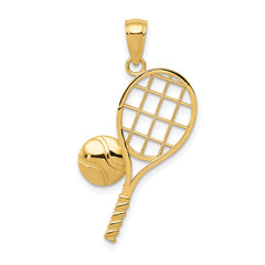 10k Diamond-Cut Tennis Racquet Charm