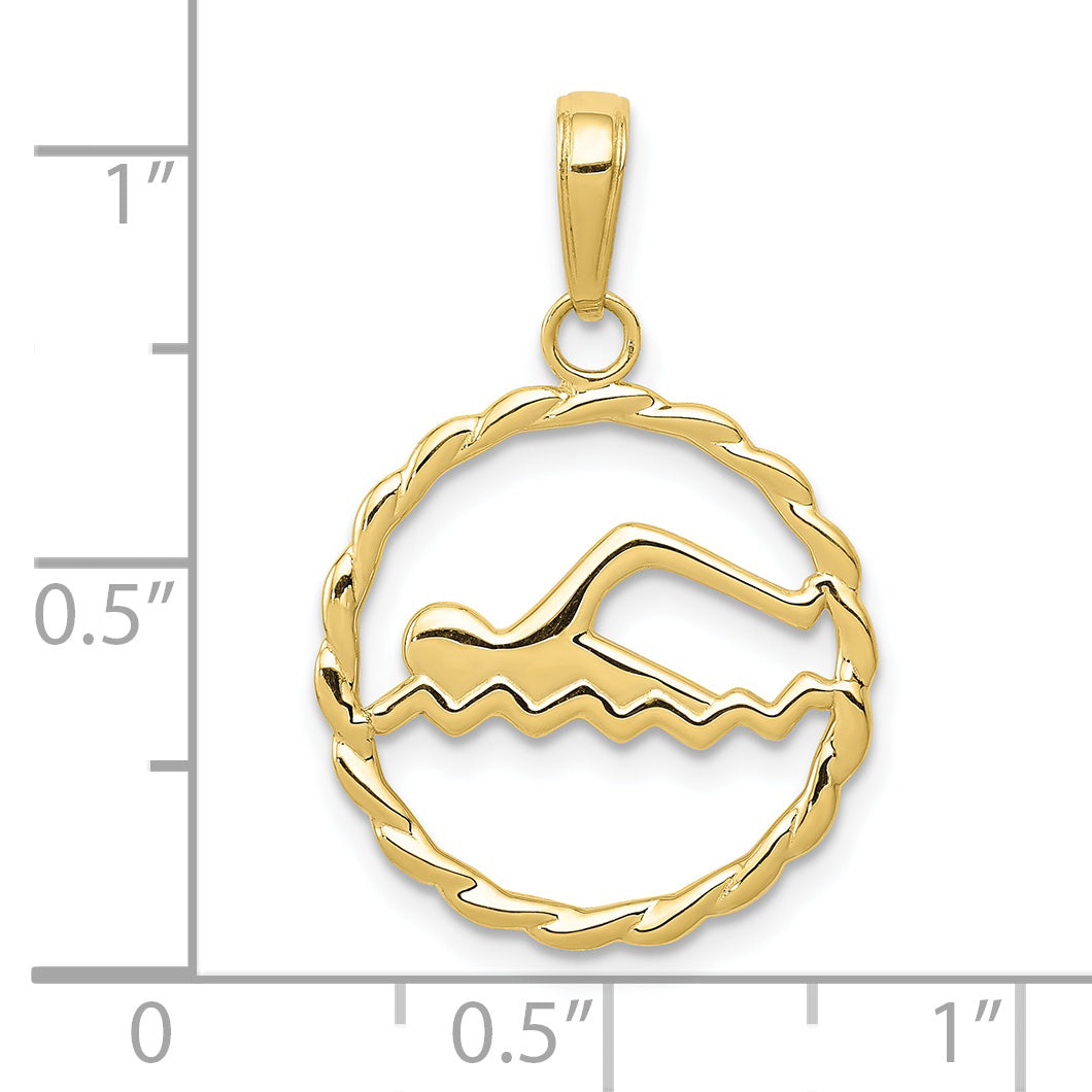 10k Swimming Inside Frame Pendant