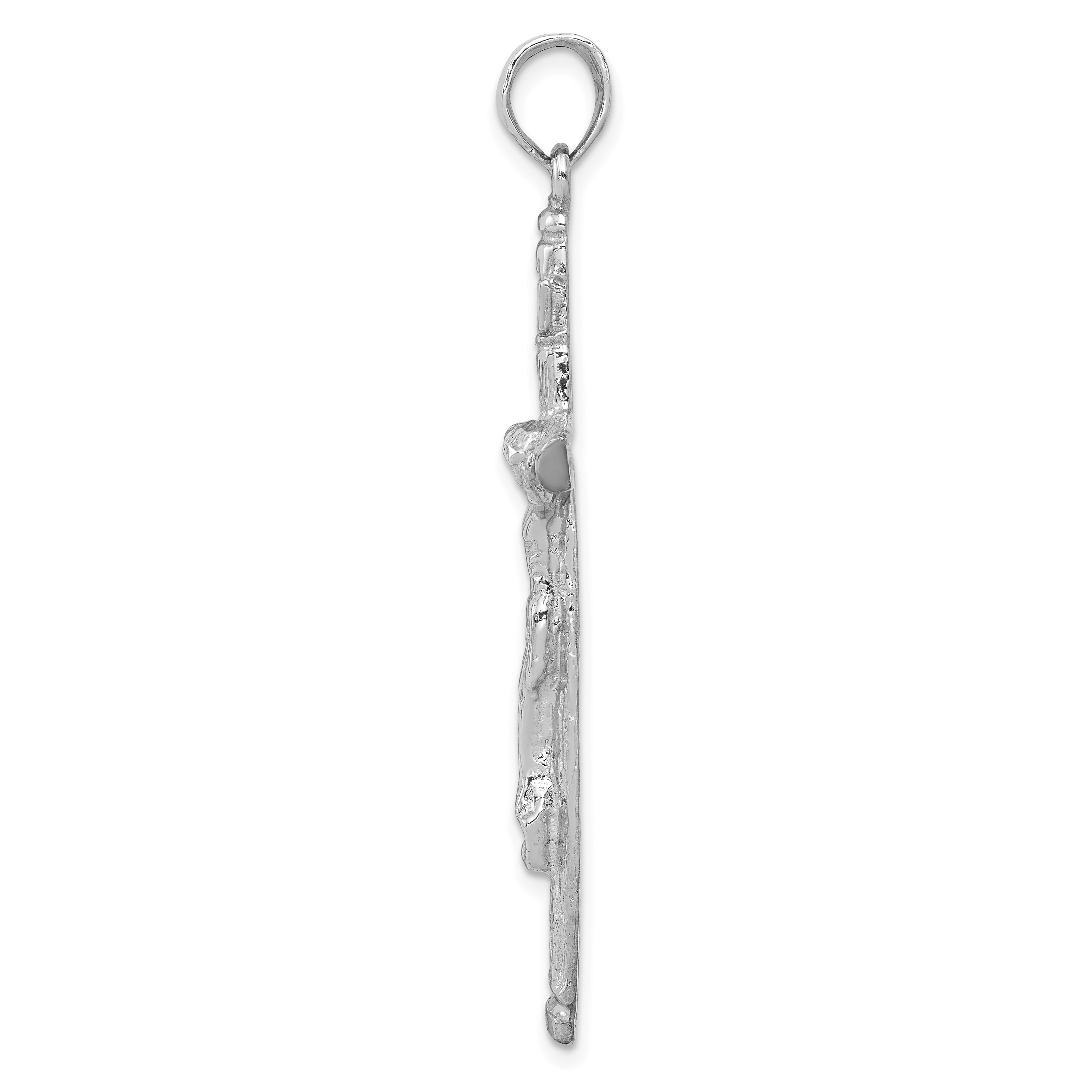 10k White Gold INRI Crucifix Pendant