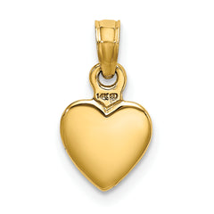 10K Polished Solid 3D Heart Pendant