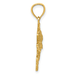 10k Gold Polished & Textured Bass Pendant