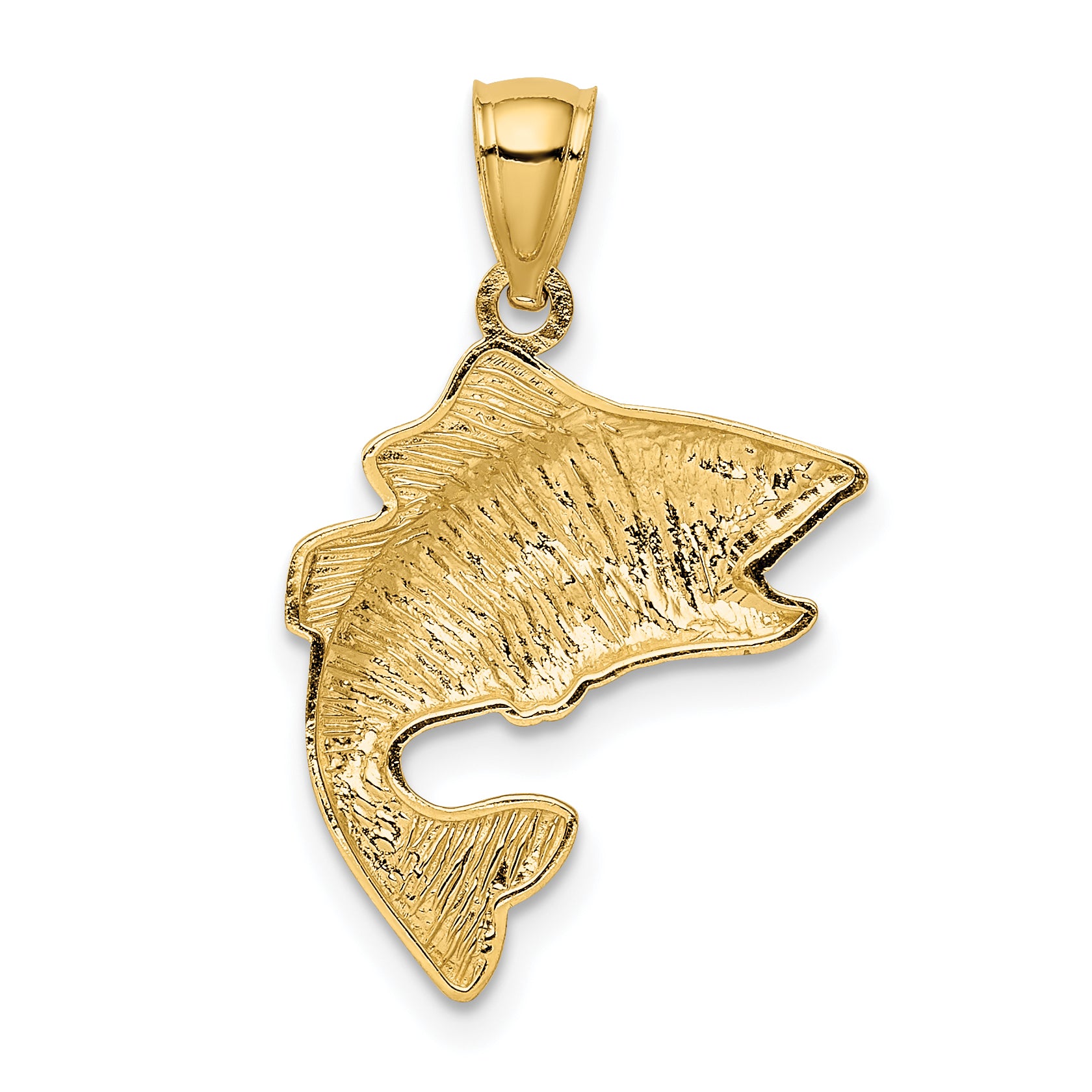 10k Gold Polished & Textured Bass Pendant