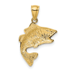 10k Gold Polished & Textured Bass Pendant