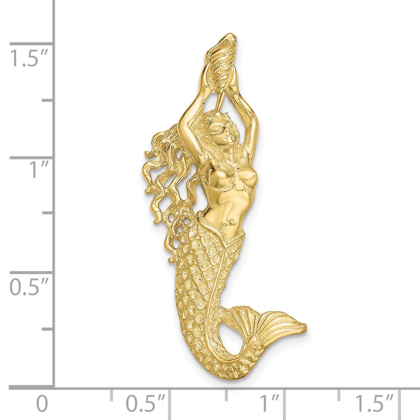 10K Gold Polished Textured Mermaid Chain Slide Pendant