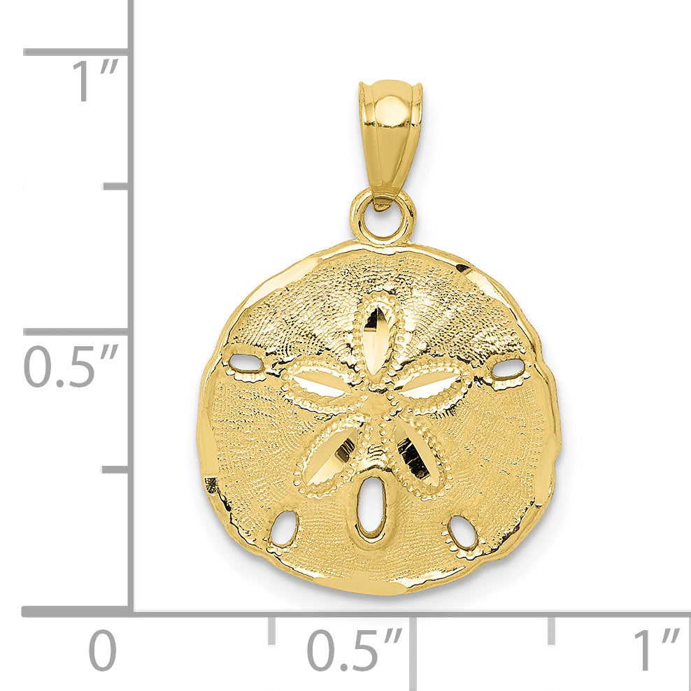 10k Gold Polished Large Sand Dollar Pendant