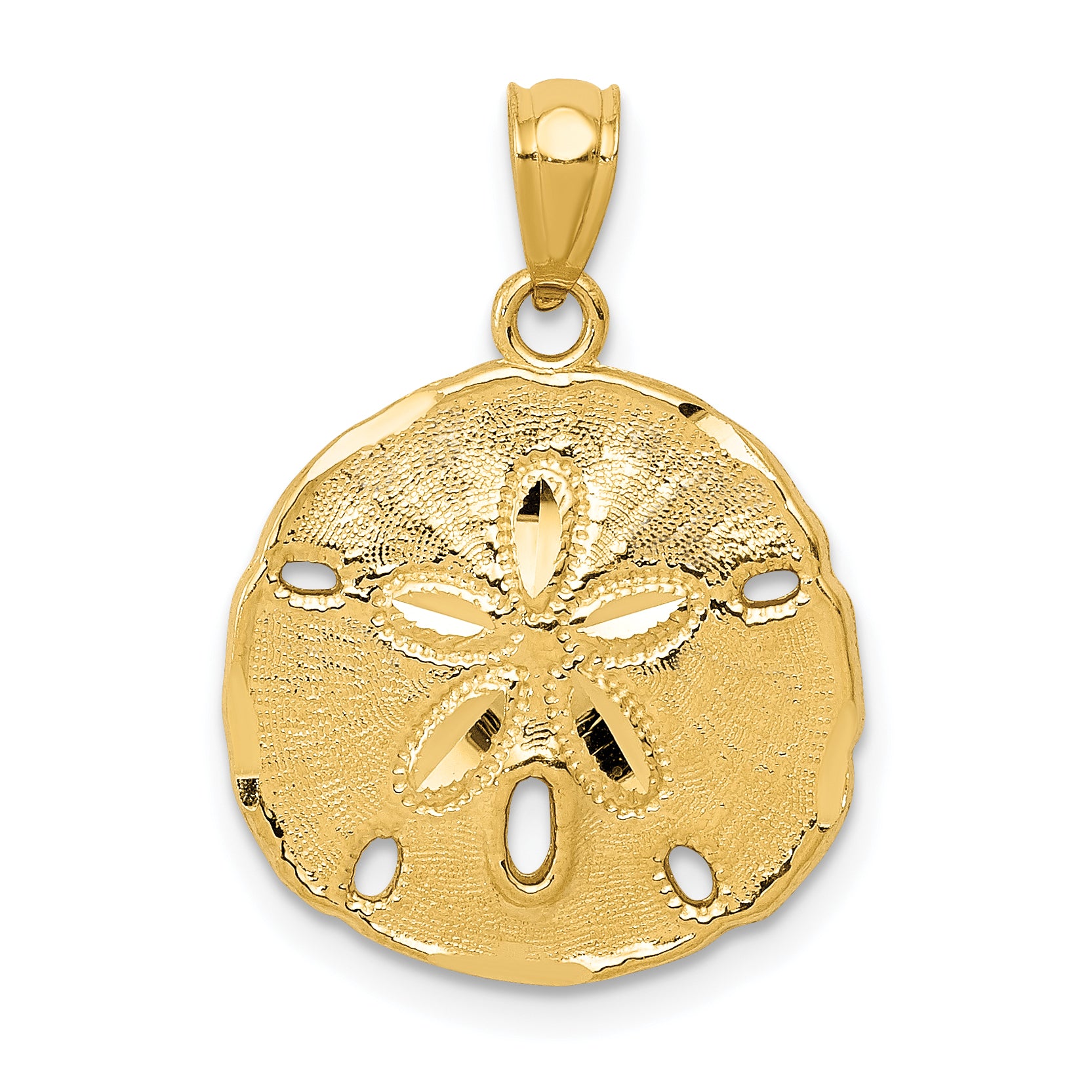 10k Gold Polished Large Sand Dollar Pendant