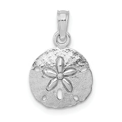 10K White Gold Polished Sand Dollar Pendant