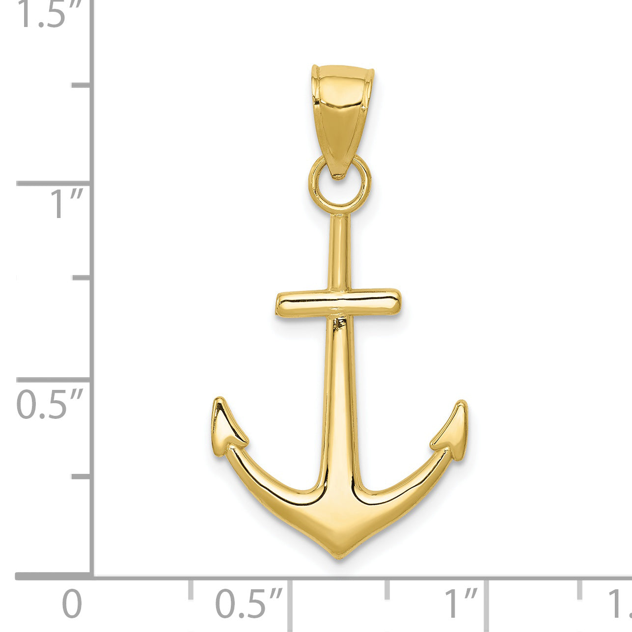 10K Gold Polished Anchor Pendant