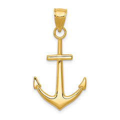 10K Gold Polished Anchor Pendant