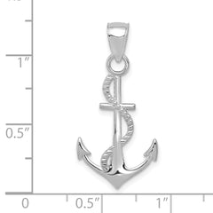 10K White Gold Gold Polished Anchor W/Rope Pendant