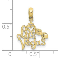 10K I HEART LAS VEGAS  with Dice Engraved Charm