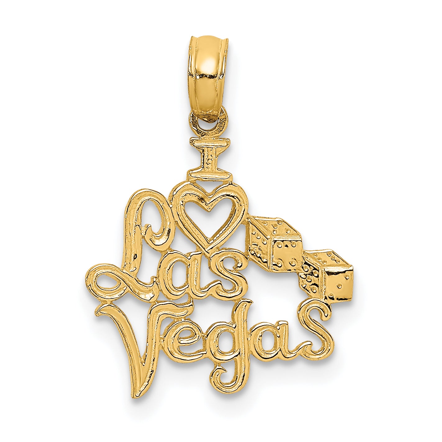 10K I HEART LAS VEGAS  with Dice Engraved Charm