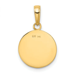 10K Gold Polished Baseball Closed Back Pendant