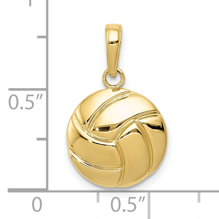 10K Gold Polished Volleyball Pendant