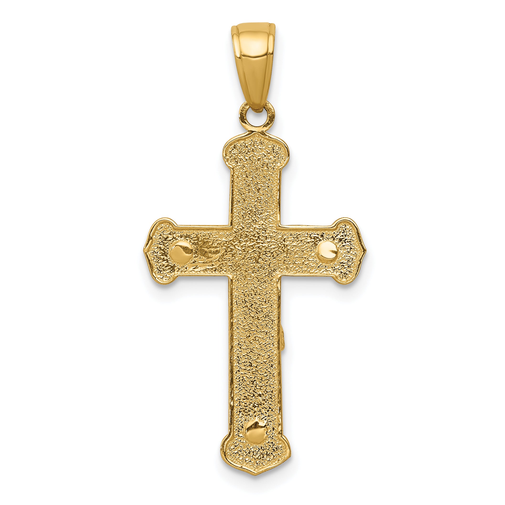 10K Gold Polished Textured Crucifix Pendant