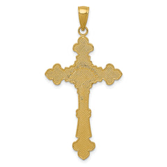 10K Polished Textured INRI Crucifix Fleur de Lis Pendant