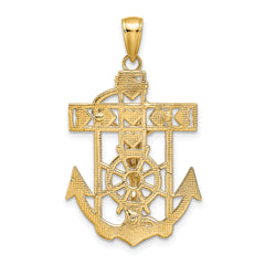 10K Polished Textured Mariners Crucifix Pendant