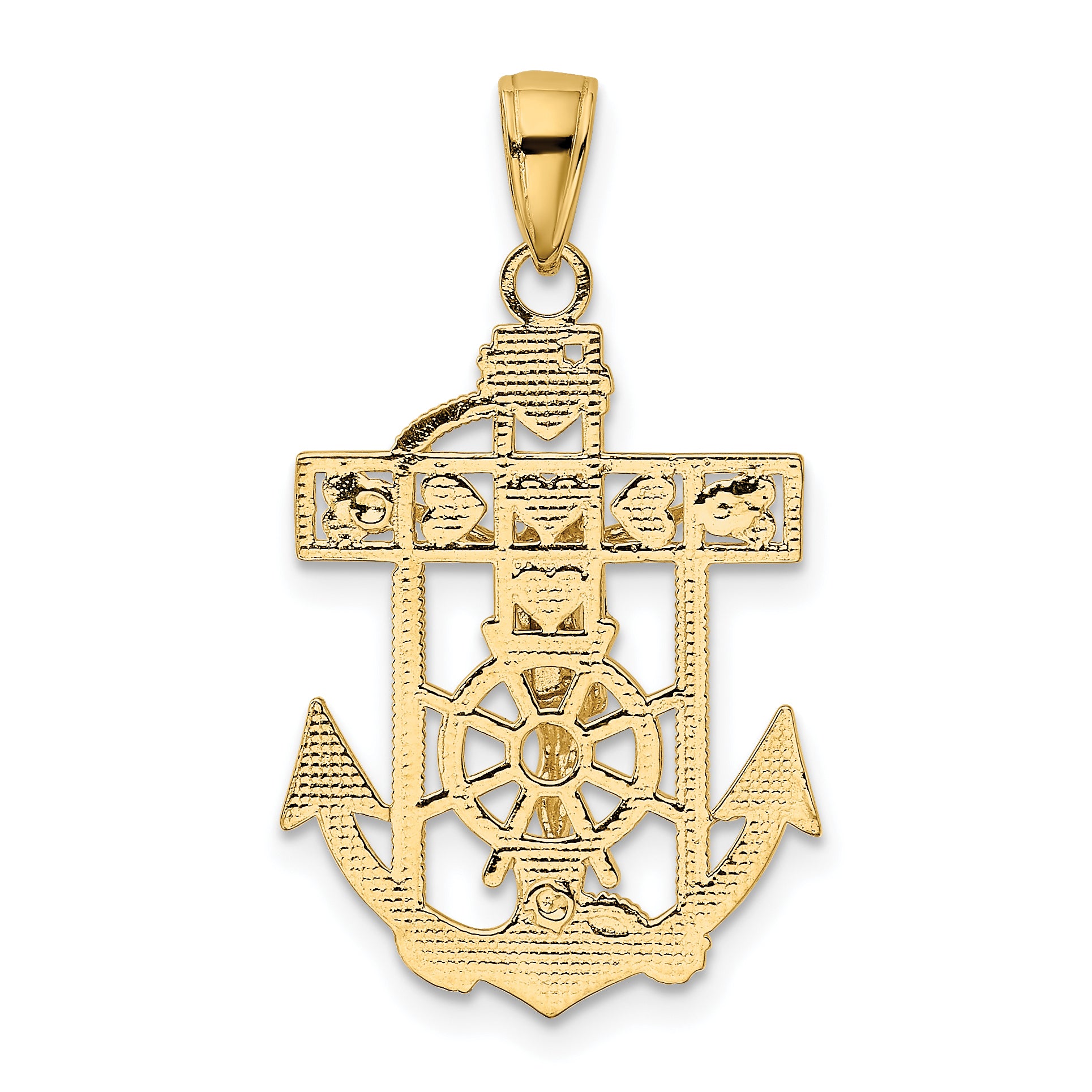 10K Gold Polished & Textured Mini Mariners Crucifix Pendant