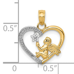 10K w/Rhodium Angel in Heart w/ Star Pendant