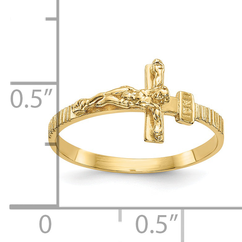 10K Gold Polished Jesus Band Ring