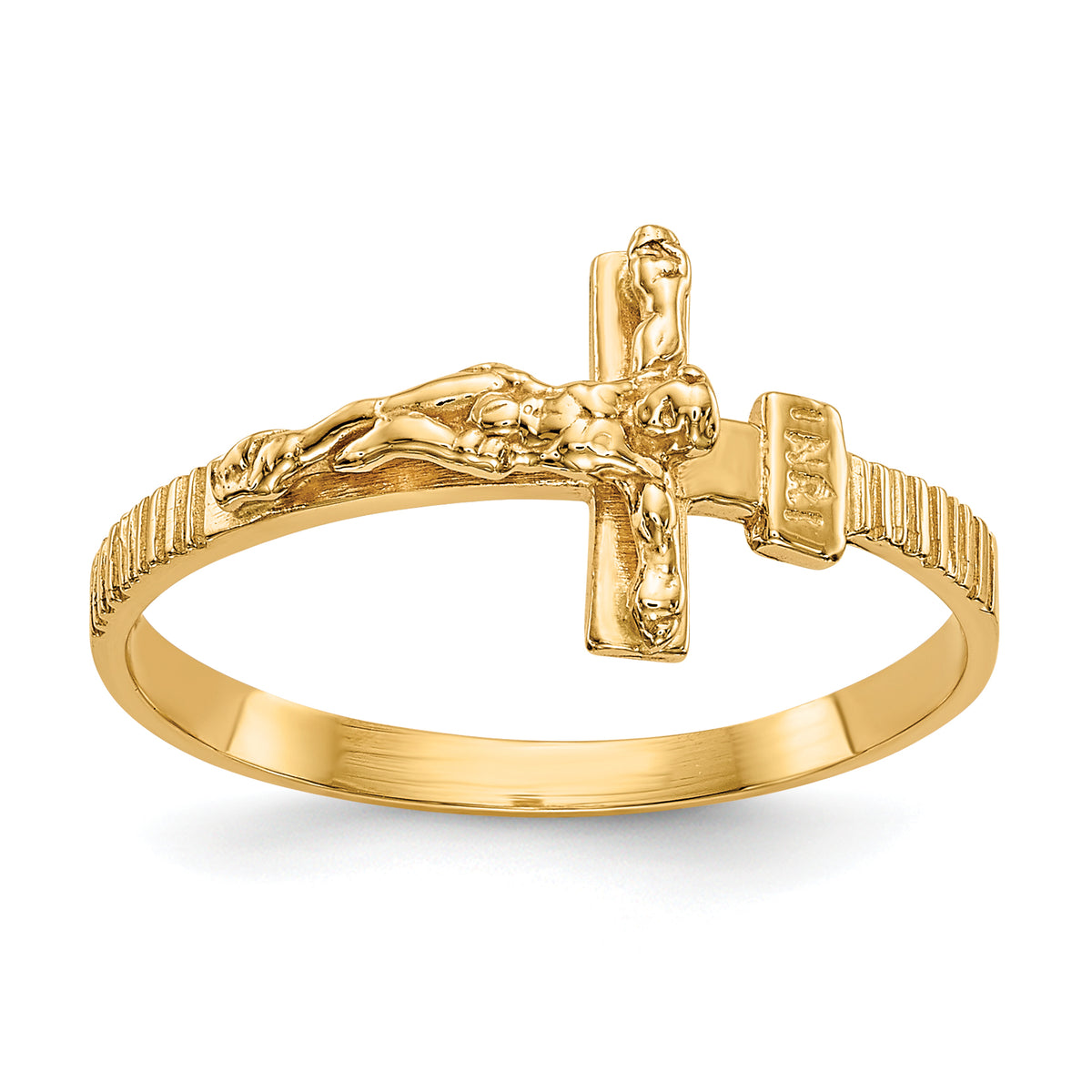 10K Gold Polished Jesus Band Ring