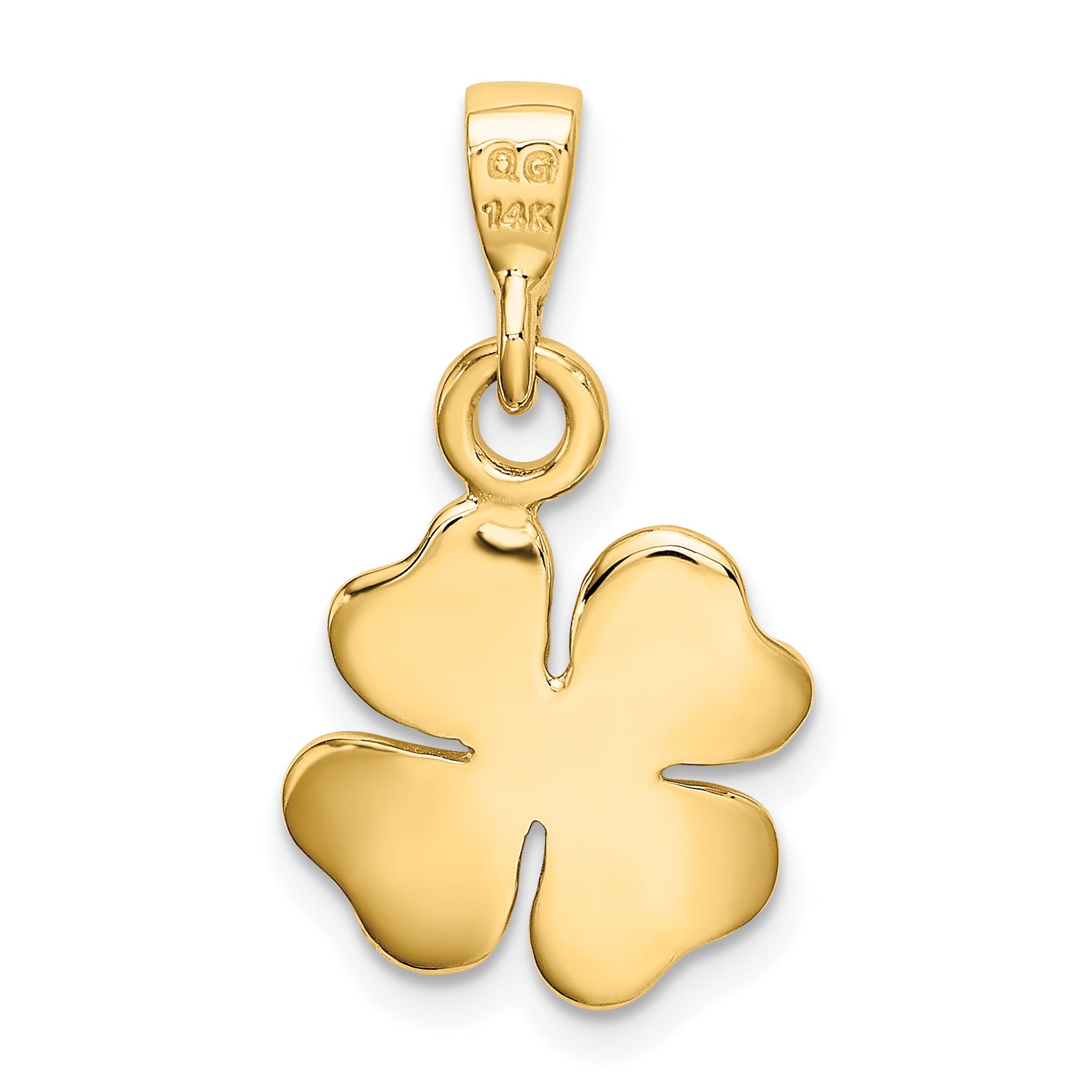 10k Gold Polished & Textured Four Leaf Clover Pendant