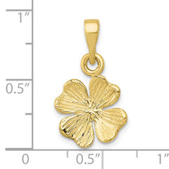 10k Gold Polished & Textured Four Leaf Clover Pendant