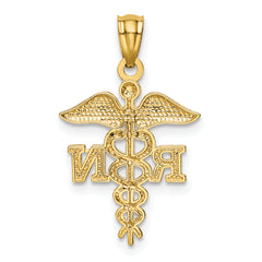 10k Diamond-cut Polished RN Nurse Pendant