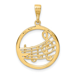 10k Gold Polished Musical Notes Pendant