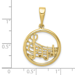 10k Gold Polished Musical Notes Pendant