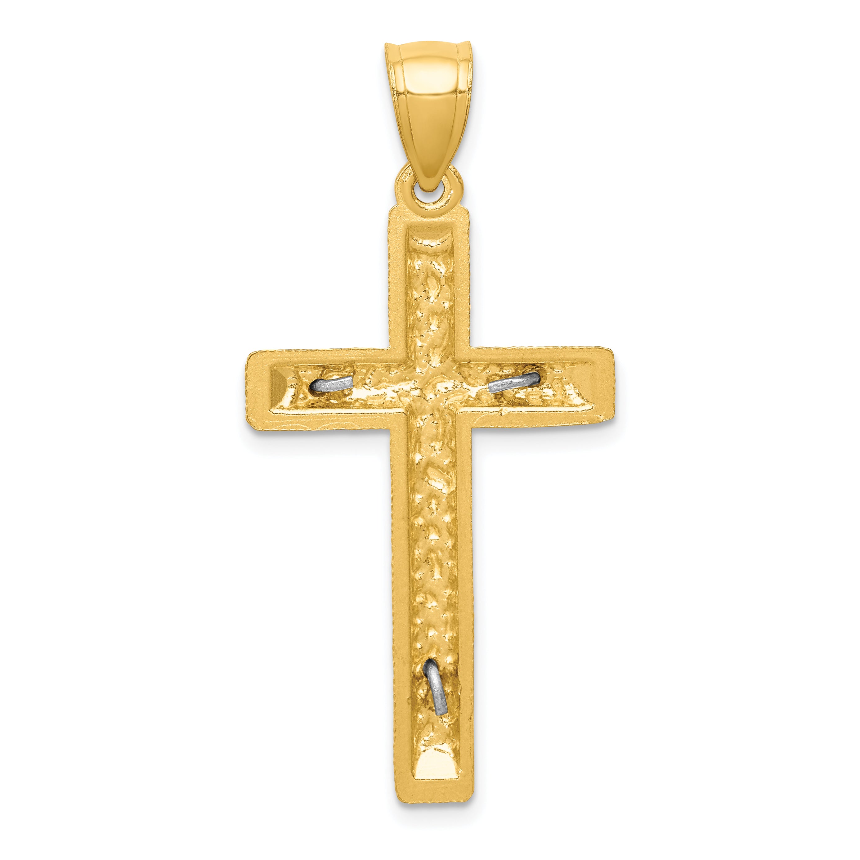 10k Two-tone Diamond Cut Crucifix Pendant