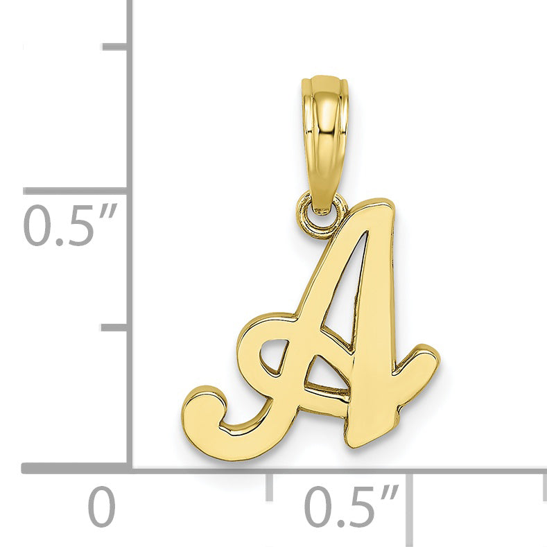 10K Polished A Script Initial Charm