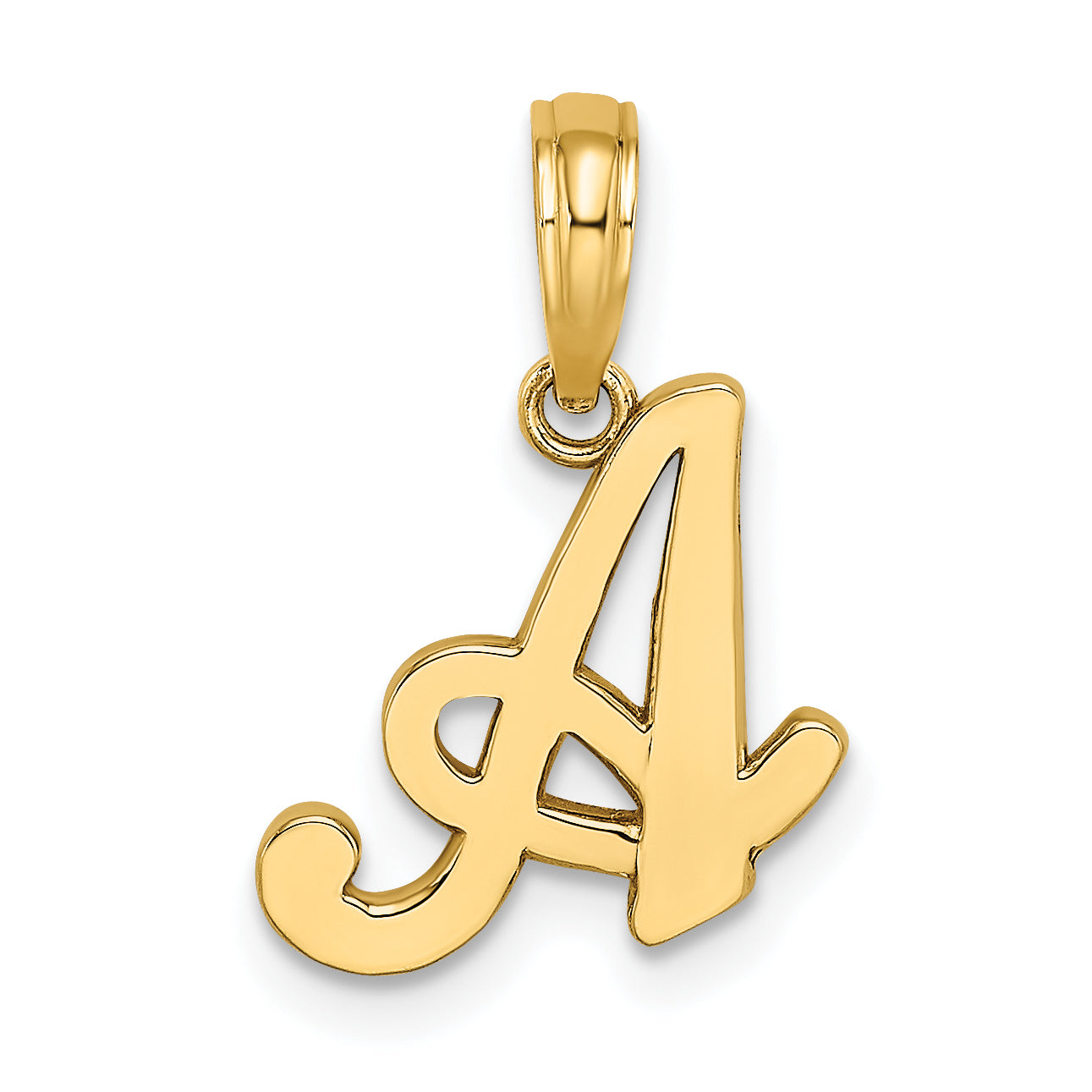 10K Polished A Script Initial Charm