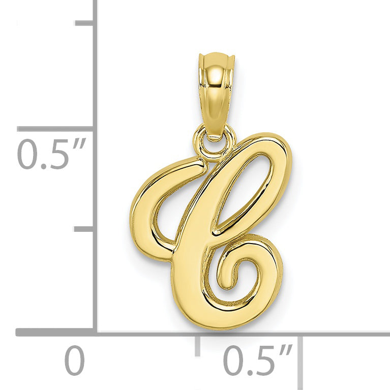 10K Polished C Script Initial Charm