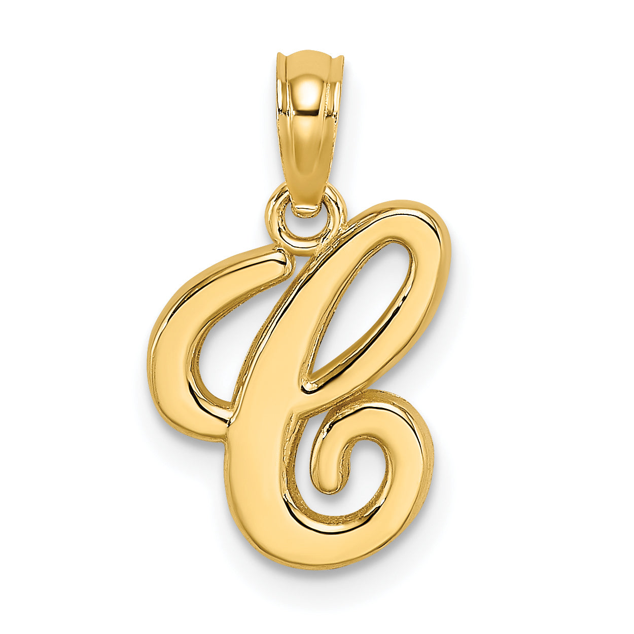 10K Polished C Script Initial Charm