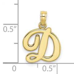 10K Polished D Script Initial Charm