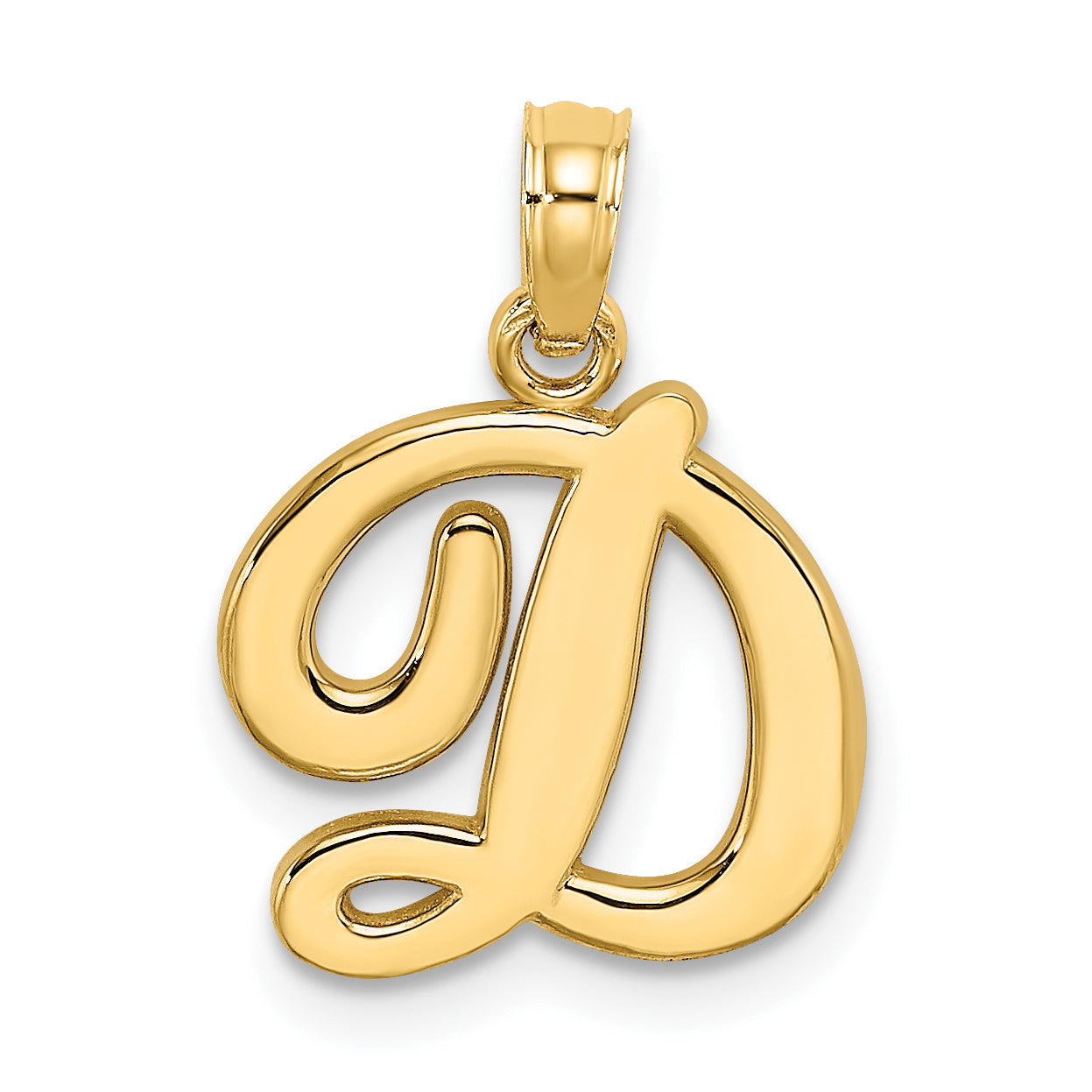 10K Polished D Script Initial Charm