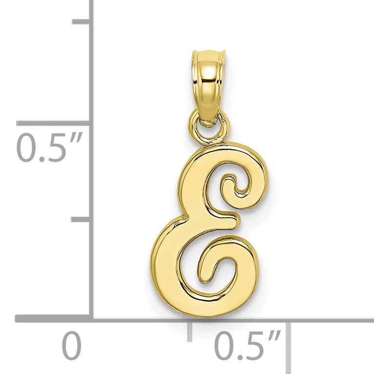 10K Polished E Script Initial Charm