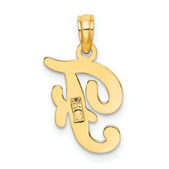 10K Polished F Script Initial Charm