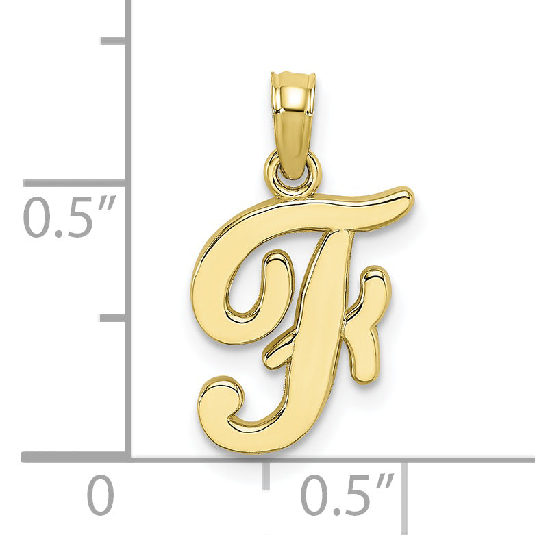 10K Polished F Script Initial Charm