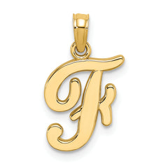 10K Polished F Script Initial Charm