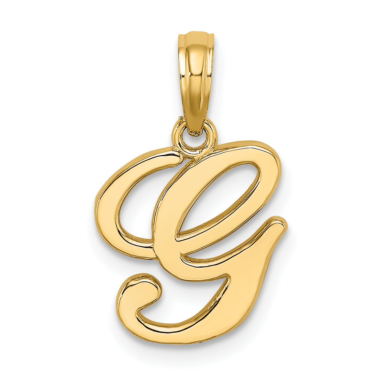 10K Polished G Script Initial Charm