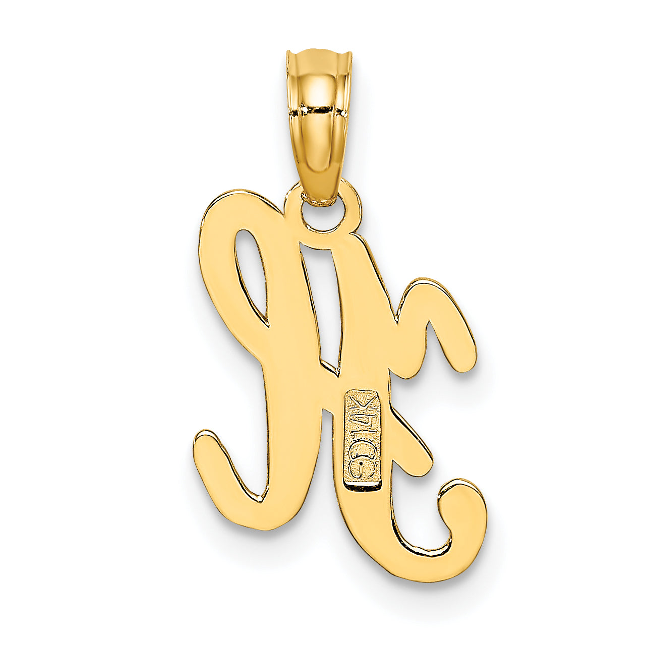 10K Polished H Script Initial Charm