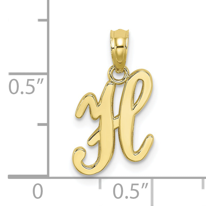 10K Polished H Script Initial Charm