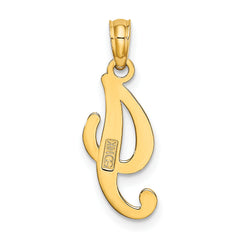 10K Polished I Script Initial Charm