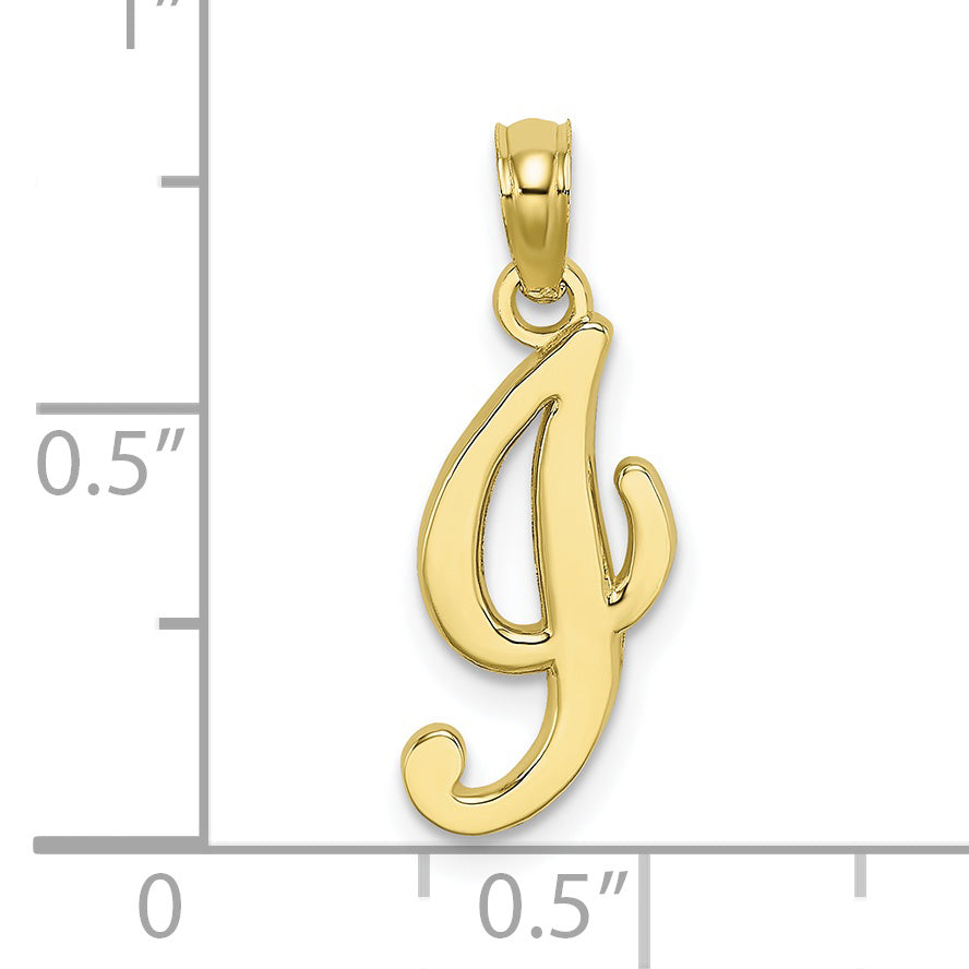 10K Polished I Script Initial Charm