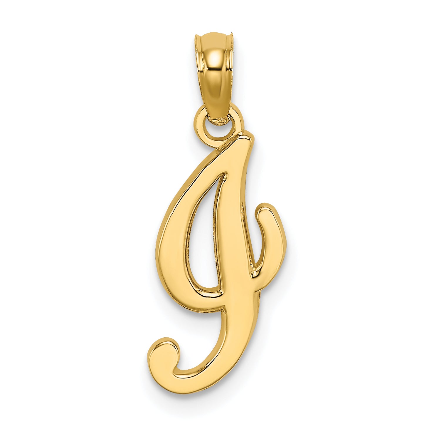 10K Polished I Script Initial Charm