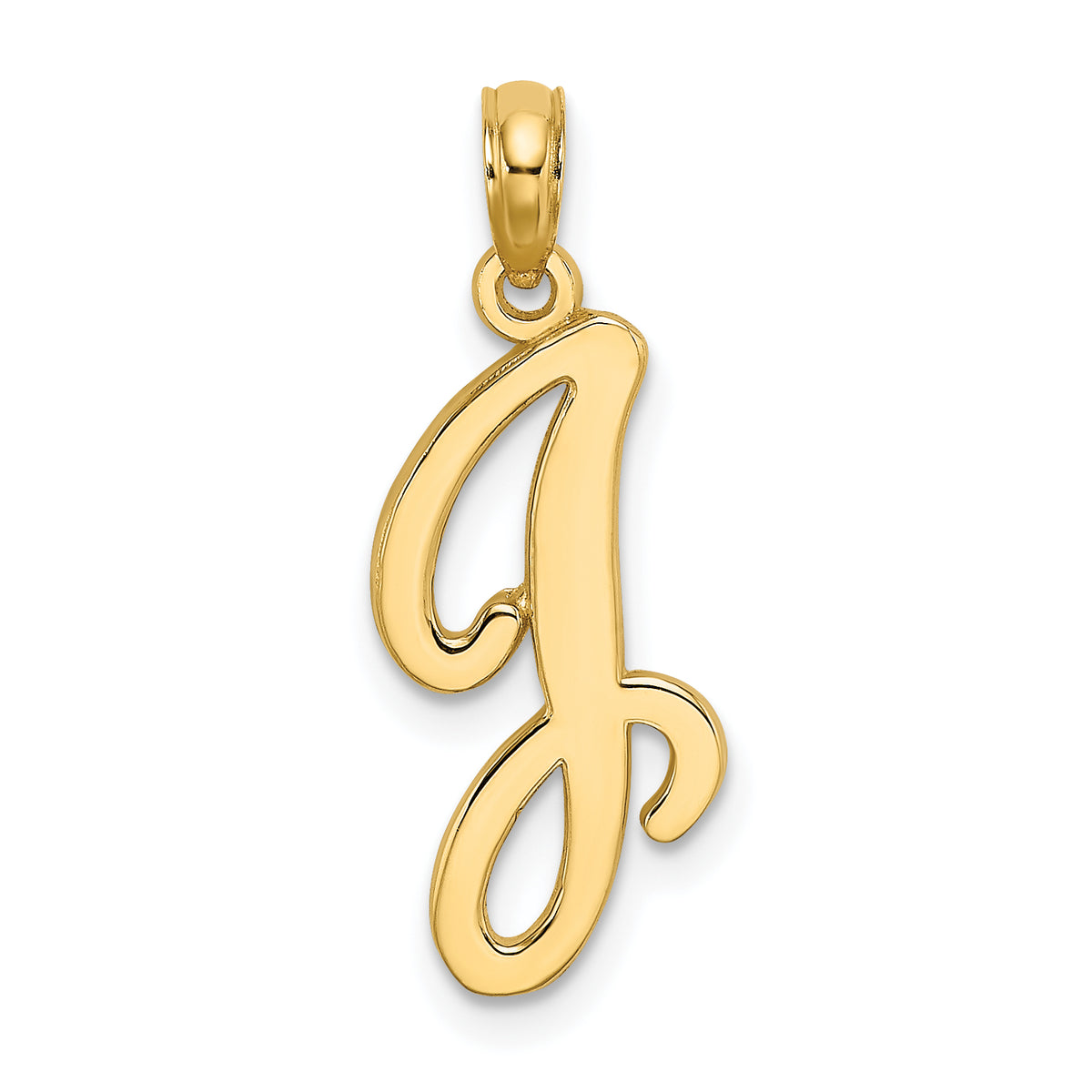 10K Polished J Script Initial Charm